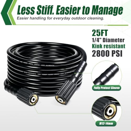 Pressure Washer Gun and Hose, 25 FT Hose with Extension Wand - Image 4
