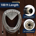 Stainless Steel Garden Hose 100 ft Outdoor Heavy Duty Flexible Metal Water Hose, Non Kink, Leak Proof, Tear and Puncture Resistant, Rust and Corrosion Free, 1/2” Diameter by Kings County Tools - Image 6