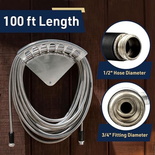 Stainless Steel Garden Hose 100 ft Outdoor Heavy Duty Flexible Metal Water Hose, Non Kink, Leak Proof, Tear and Puncture Resistant, Rust and Corrosion Free, 1/2” Diameter by Kings County Tools - Image 6