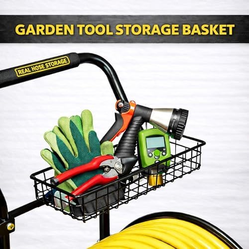 Hose Reel Cart, Hold Up to 300 ft of 5/8'', Garden Hose Cart with 2 Wheels, Heavy Duty Freestanding Water Hose Reels for Outside Garden Lawn Yard Outdoor (300ft Hose Capacity) - Image 5