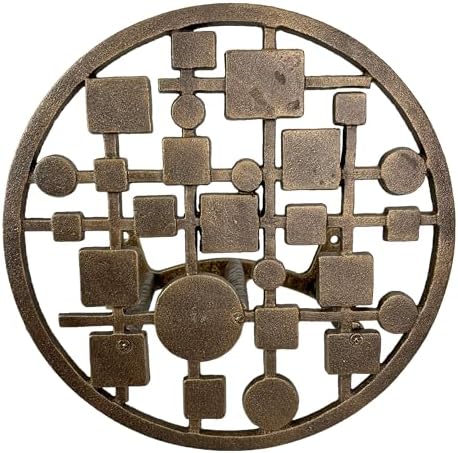 Zeckos Garden Hose Holder Circles and Squares 12 Inch Cast Iron Bronze - Image 2
