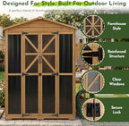 Outdoor Wooden Storage Shed Cabinet with 6 Adjustable Shelves - Image 3