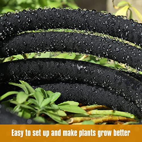 Soaker Hose 100FT 5/8" Diameter for Garden Beds Solid Brass Interface Irrigation Save 70% Water Heavy Duty Rubber Great for gardens/flower beds - Image 6