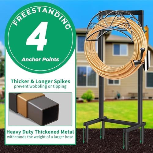 TomCare Garden Hose Holder, Heavy Duty Stand for 160FT Hose with 4 Spikes - Image 5
