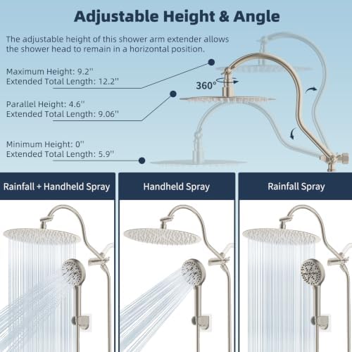 Hibbent All Metal High Pressure Shower Head, 12'' Rainfall Shower Head - Image 6