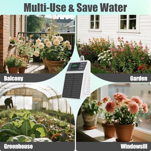 Solar Automatic Drip Irrigation System with Programmable Timer, 10m/33FT Self Watering Kit, Solar Powered Auto Watering System for Garden Plants, Potted Flowers, Greenhouse, Patio - Image 2