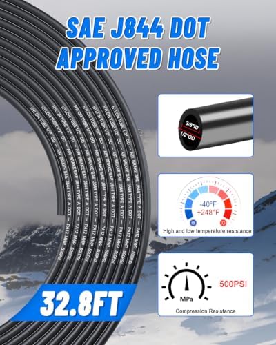 1/2" Air Line Tubing Kit, 32.8FT SAE J844 PA Nylon Air Hose Tubing - Image 4