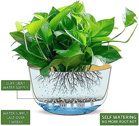 Dexceder 9.8 Inch Self Watering Hanging Planter (2 Pack, Yellow) - Image 2