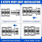 Therwen 12 Sets Garden Water Hose Quick Connector 3/4'', Silver - Image 3