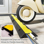 Cable Protector Ramp, Hose Protector Ramp with Flip-Open Top Cover, Modular Cable Ramps Rubber and Plastic, 1102 Lbs Load Capacity(100 * 58 * 12cm/39 * 23 * 5in) - Image 4
