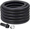 1-1/4" ID Pond Tubing 25ft Black, Reinforced PVC Corrugated Hose - Kink-Proof, Includes 1 Stainless Steel Clamp & 1.25" Barbed x NPT Male Adapter for Ponds, Waterfalls, Pumps, Filters & Drainage by ProfessionalBrand