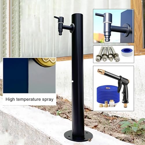 Black Outdoor Water Faucet - 37.5in Freestanding Hose Stand, Cylindrical Vertical Garden Water Column, Antifreeze Tap for Winter Use, Durable and Stylish Garden Accessory - Image 2