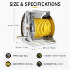 Outdoor Garden Hose Reel, 304 Stainless Steel with Curved Protective Cover, Manual Rewind Crank, Wall-Mounted or Freestanding, Compatible with 1/2 Inch Hose 40m - Image 7