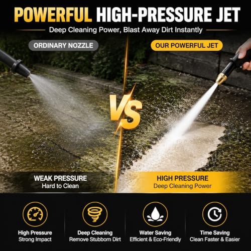 High Pressure Garden Hose Nozzle Kit, 3 Spray Modes & Foam Bottle - Image 3