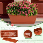 12Pcs 17Inches Rectangle Planter Box with Drainage Holes and Trays - Image 5