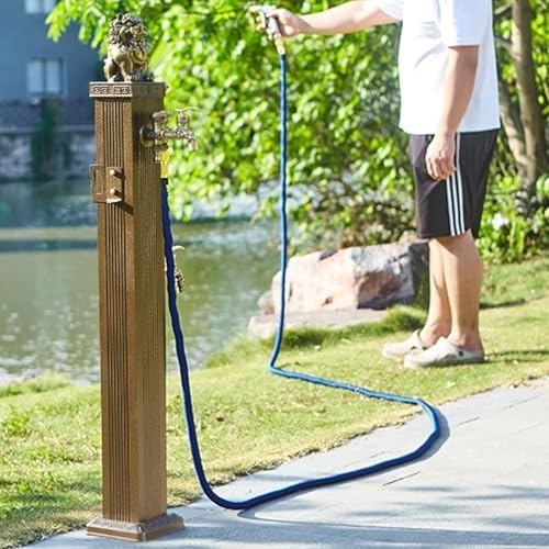 Freestanding Outdoor Faucet with Tap and Spray Gun, Vertical Garden Water Column with Hose Holder for Garden Irrigation, Car Washing, Watering(69cm/27.1in) - Image 4