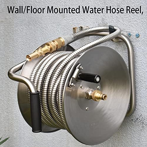 Garden Hose Holder, Stainless Steel Garden Hose Reel, 2 in 1Water Hose Reel, Hand Wall/Floor Mounted Hose Stand for Yard Lawn - Image 6