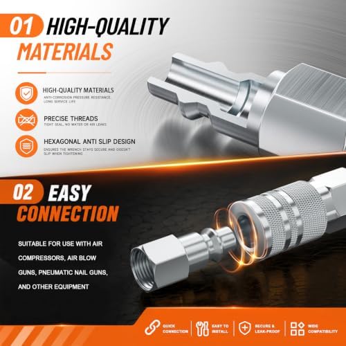 GASHER 20PCS 3/8" FNPTx3/8" Flow Industrial Air Tool Fitting - Image 5