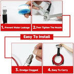 NIFUAL Sewer Jetter Kit for Pressure Washer,50FT 5800PSI Pressure Drain Cleaner 1/4 Inch NPT Corner Rotating and Button Hose Sewer Jetting Nozzle for Homeowners & DIYers (50FT) - Image 3