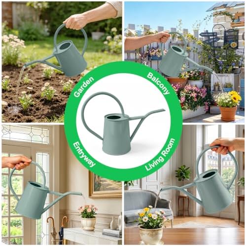 Mint Green Small Watering Can, Metal Galvanized Watering Can with 3 Reusable Chalk‑Writing Mini Flower Pots & Tray, Indoor Desktop Planting Kit for Home Garden & Plant Lover Gifts - Image 7