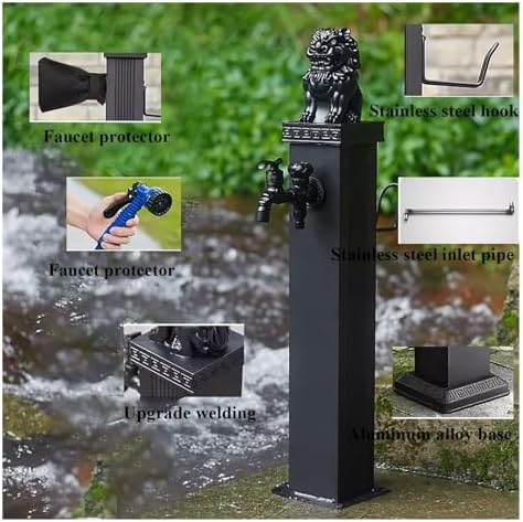 Floor Mounted Faucet Outdoor Water Pipe Vertical Fountain Irrigation Column,304 Stainless Steel Vertical Garden Water Column, Outdoor Independent Water Pipe with Locking Copper Faucet - 116c - Image 5
