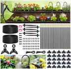 180FT Drip Irrigation System Bundle: 50FT + 130FT 1/4" PE Tubing with 31 Adjustable Misting Sprinklers & Nozzles – Quick Connect Automatic Watering Kit for Raised Bed, Garden, Greenhouse, Lawn, Outdoo by Unknown