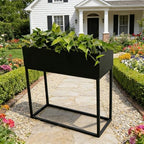 Elevated Planter Box, Raised Garen Bed, Narrow Plant Stand with Drainage Holes, Galvanized Iron, Rectangle Planter for Patio Garden Balcony (Black)(60 * 25 * 60cm) by Unknown
