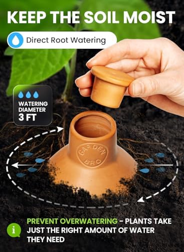 2pc Olla Pots For Garden Terracotta Watering Pots - 32oz XL Garden Olla Watering System For Raised Beds & Outdoor Plants - Covers 14 Sq Ft Irrigation Area, Water Plants While On Vacation [2pc XL 32oz] - Image 3