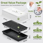 ZJP 5-Pack Seed Starter Trays Set – Includes 1020 Trays (No Holes) + 72-Cell Deep Plug Trays (2.44" Deep) + 5" Clear Humidity Domes for Vegetables, Herbs, Flowers - Image 2