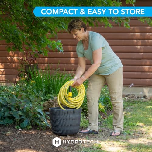 HydroTech Italia Expandable Garden Hose 5/8in x 100ft, Hybrid Polymer Water Hose, Kink-Free Flexible Hose with Force Control Technology, Lightweight Hose for Flowers, Plants & Garden Beds, Yellow - Image 5