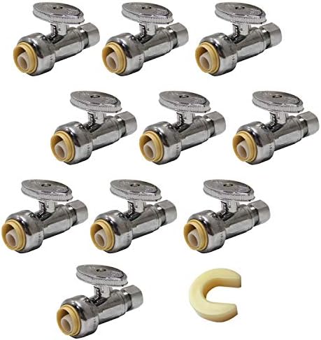 10Pcs EFIELD Straight Stop Valve,1/2"Push x3/8"Compression(PF-VALVE021-10) by EFIELDPEXTUBING