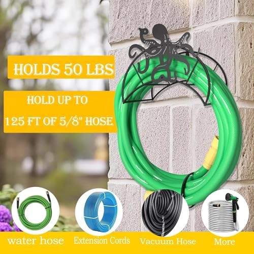 Octopus Hose Hanger Metal Wall Mount Heavy Duty 125'5/8" Garden Hose Holder - Image 4