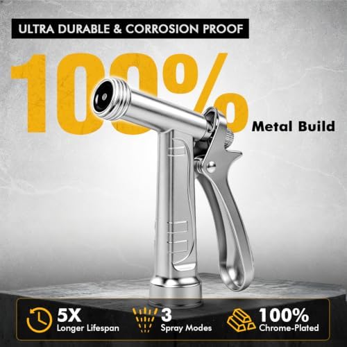 RESTMO 2 Pack 100% Metal Rust-Proof Chrome Garden Hose Nozzle Heavy Duty - Image 2