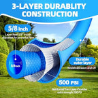 YOTOO Heavy Duty Hybrid Garden Water Hose 5/8-Inch by 100-Feet 150 PSI Kink Resistant, Flexible with Swivel Grip Handle and 3/4" GHT Solid Brass Fittings, Blue - Image 2