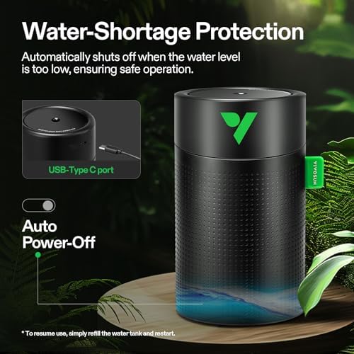 VIVOSUN AeroStream U075 USB Humidifier, 750ml Cool Mist Mini Humidifier with 2 Mist Modes, Auto Shut-Off, Smart Remote Control with VGrow, Designed for Small Grow Tents/VGrow (Pack of 2) - Image 4