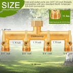 Heavy Duty 4 - Way Garden Hose Splitter, 3/4” Hose Manifold, Outdoor Hose Adapter Connector with 4 Metal Extra Long Handle Metal Faucet Adaptor - Image 2