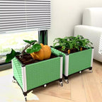 Outdoor Raised Garden Bed Set, Movable Planter Box Easy Assembly, Safe Edge, Ideal for Vegetables & Flowers(160x50x43cm) - Image 2