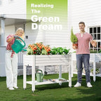 Elevated Raised Garden Bed with Wheels,Outdoor Large Resin Patio Planter Box Stand Divisible with Drain Plug,Water Monitor for Plants Vegetables Flowers Fruits(Ashen) - Image 3