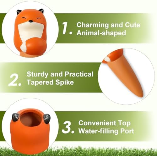 MCleanPin 4 Pack Plant Watering Spikes and Globes Handmade Terracotta Self-Watering Planter Insert Automatic Plant Waterer Devices for Indoor Outdoor Plants (Forest Animals) - Image 5