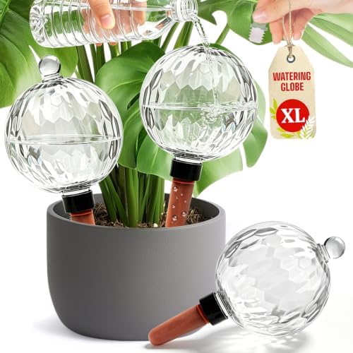 Plant Watering Globes, 26oz Extra Large Top Fill Self Watering Globes, Water Globes, Plant Water Bulbs, Watering Bulbs for Indoor Outdoor Planters, Water Plants While Away 3-Pack by Vividaire