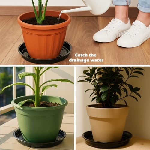 30 Packs 10/12/14 Inches Large Plant Saucers for Indoor Outdoor Use Heavy Duty Plastic Plant Plate Dish for Planter Bulk Round Flower Pot Drip Trays to Catch Water 4 to 20 Inch, Black - Image 5