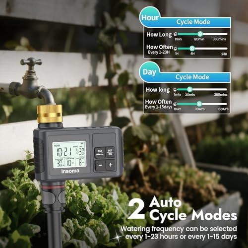 Insoma Water Timer, 1 Zone Outdoor Hose Timer for Garden Faucet with Auto/Manual/Rain Delay Mode, Sprinkler Irrigation Timers for Yard Lawn - Image 2