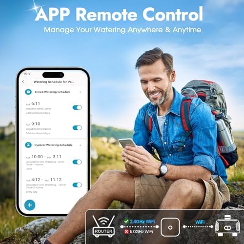 WiFi Water Timer for Garden Hose with Brass Inlet,Smart Hose Timer with WiFi Hub, APP & Voice Control,Up to 20 Watering Plans, 2-Zone Sprinkler Drip Irrigation System Controller for Yard Lawn Watering - Image 2