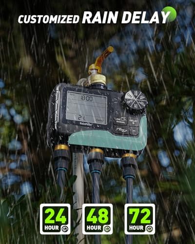 RAINPOINT 3 Zone Water Timer with Brass Inlet & Outlet, 3 Custom Watering Plans Sprinkler Timer, Featuring IP65 Waterproof,Rain Delay, Manual & Automatic Watering with Large LCD for Yard, 2026 Ver. - Image 6