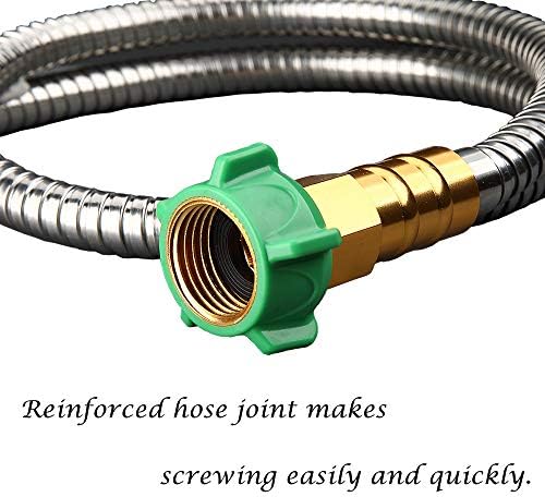 BEAULIFE 50 ft Metal Garden Hose, Solid Brass Fittings, 304 Stainless Steel Heavy Duty, No-Leak & Kink Free, Brass Garden Hose Nozzle Flexible for Yard, RV, Pet Bath, Outdoor Garden - Image 2