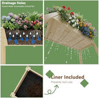 Raised Garden Bed with Legs, 34x18x30in Tall Wooden Elevated Planter Box with Liner for Flowers Vegetables Herbs, Wavy Profile Outdoor Raised Bed for Balcony/Patio/Backyard - Image 4