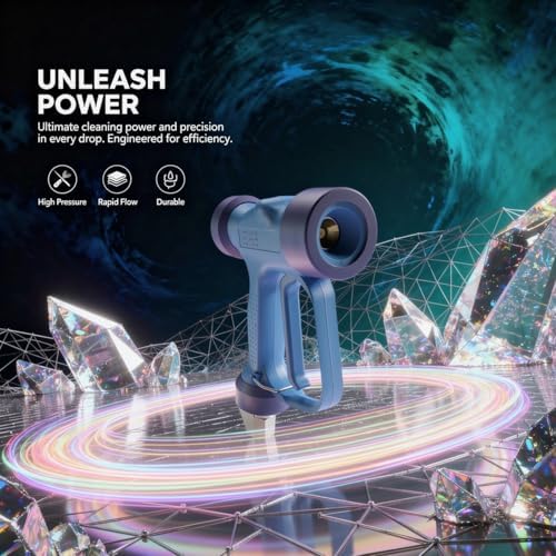 Soft Wash Gun, 350 PSI Blue High Flow Garden Water Gun with 1/2 in Inlet, Brass and Stainless Steel Body, 360° Rotating Adjustable Nozzle, Heavy Duty Sprayer for Car Wash, Siding, Irrigation - Image 2