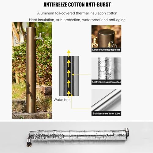 Outdoor Faucet Water Column, Floor Freestanding Garden Watering Fountain Hydrant Landscape Decor Taps, Freeze Proof Outdoor Water Spigot Irrigation Post, Water Hose Holders Water Dispenser, 13×86cm - Image 3