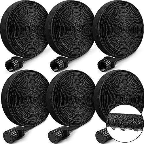 Weysat 6 Pcs Garden Soaker Hose 25 Ft 1/2" Flat Double Layer Consistent Drip Hose Leakproof Heavy Duty Irrigation Save 80% Water for Garden Bed Vegetable Sprinkler by Weysat