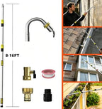 24FT Reach Gutter Cleaning Tool with 8-15FT Telescopic Pole, 360° Rotatable Duckbill Metal Head Gutter Cleaner with Shut Off Valve, Adjustable Leak-Proof Gutter Washing Tool for Garden Hose - Image 3